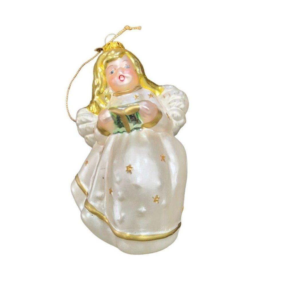 Vintage Hand Blown Glass Angel Christmas Ornament